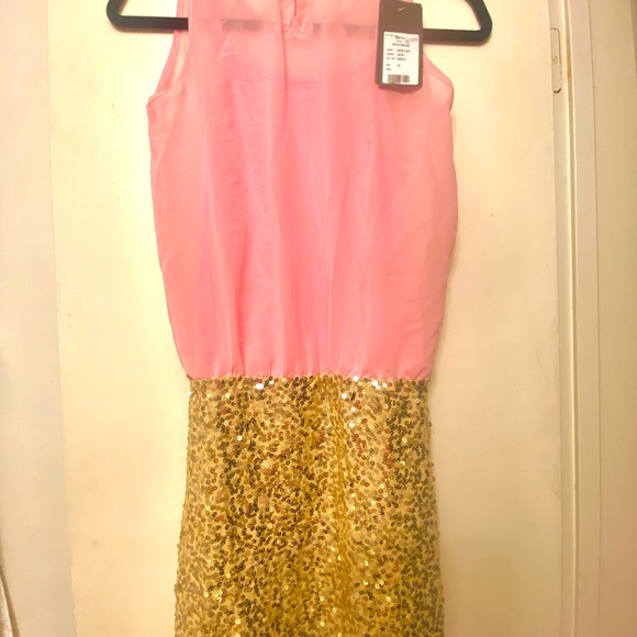 NWT Adorable Youth Pink & Gold Party Dress with Sequins - Picture 14 of 16